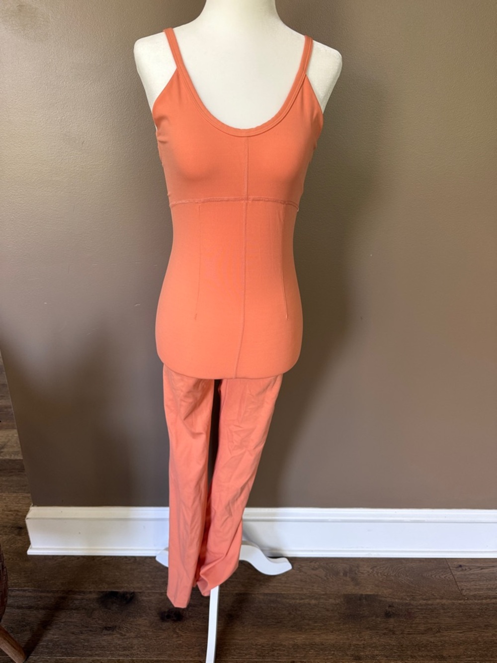Free People Coral Orange Tank Top and Straight Leg Pants Set